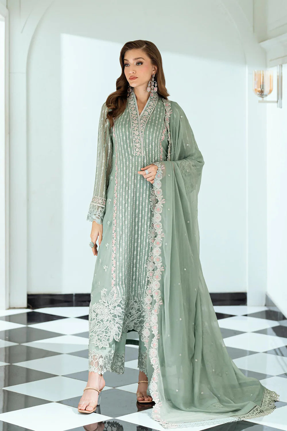 Azure Ensembles Eid Drop 2 luxury embroidered chiffon collection 2025- Mossy Charm