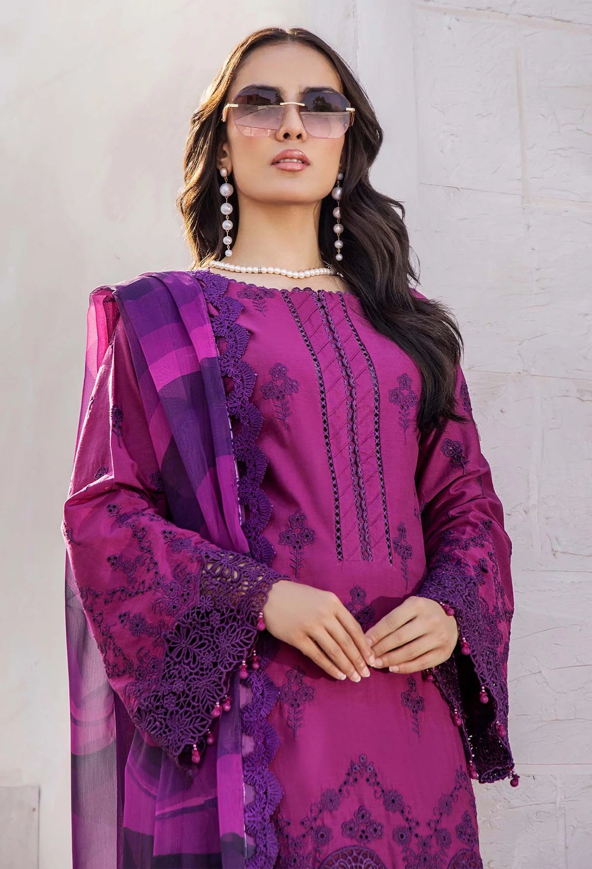 Adan’s Libas Lasserkari unstitched lawn suits 2025 - 3900