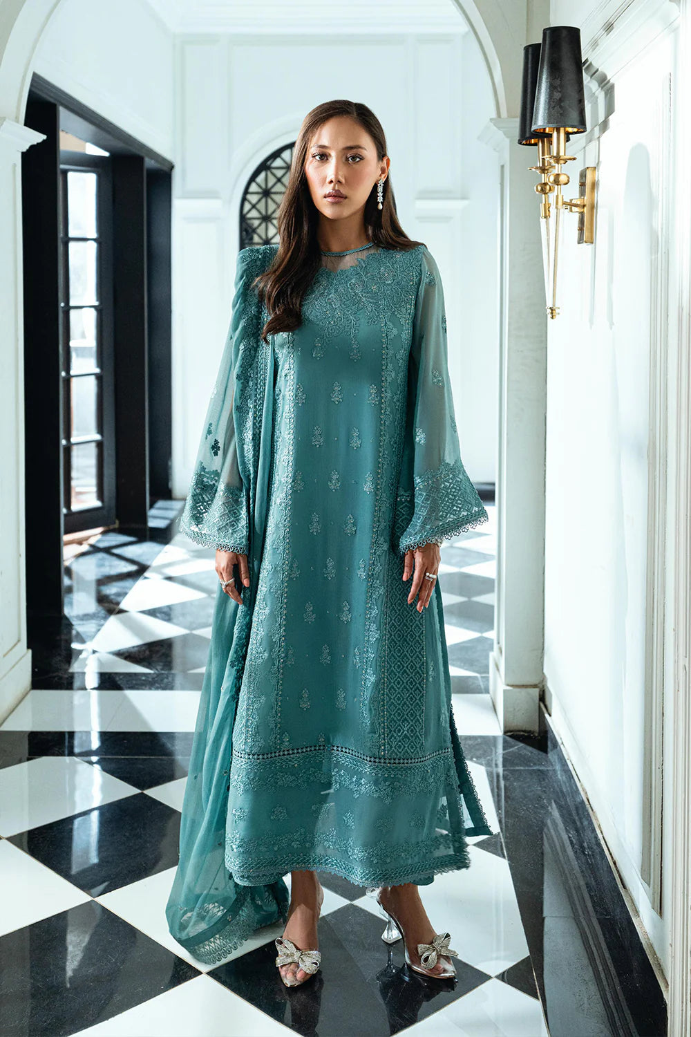 Azure Ensembles Eid Drop 2 luxury embroidered chiffon collection 2025- Sage Mystery