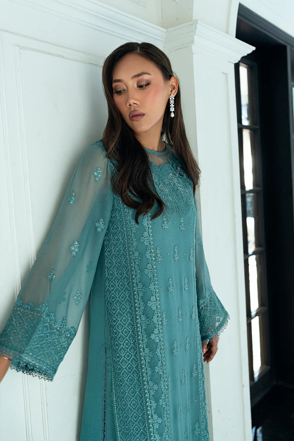 Azure Ensembles Eid Drop 2 luxury embroidered chiffon collection 2025- Sage Mystery