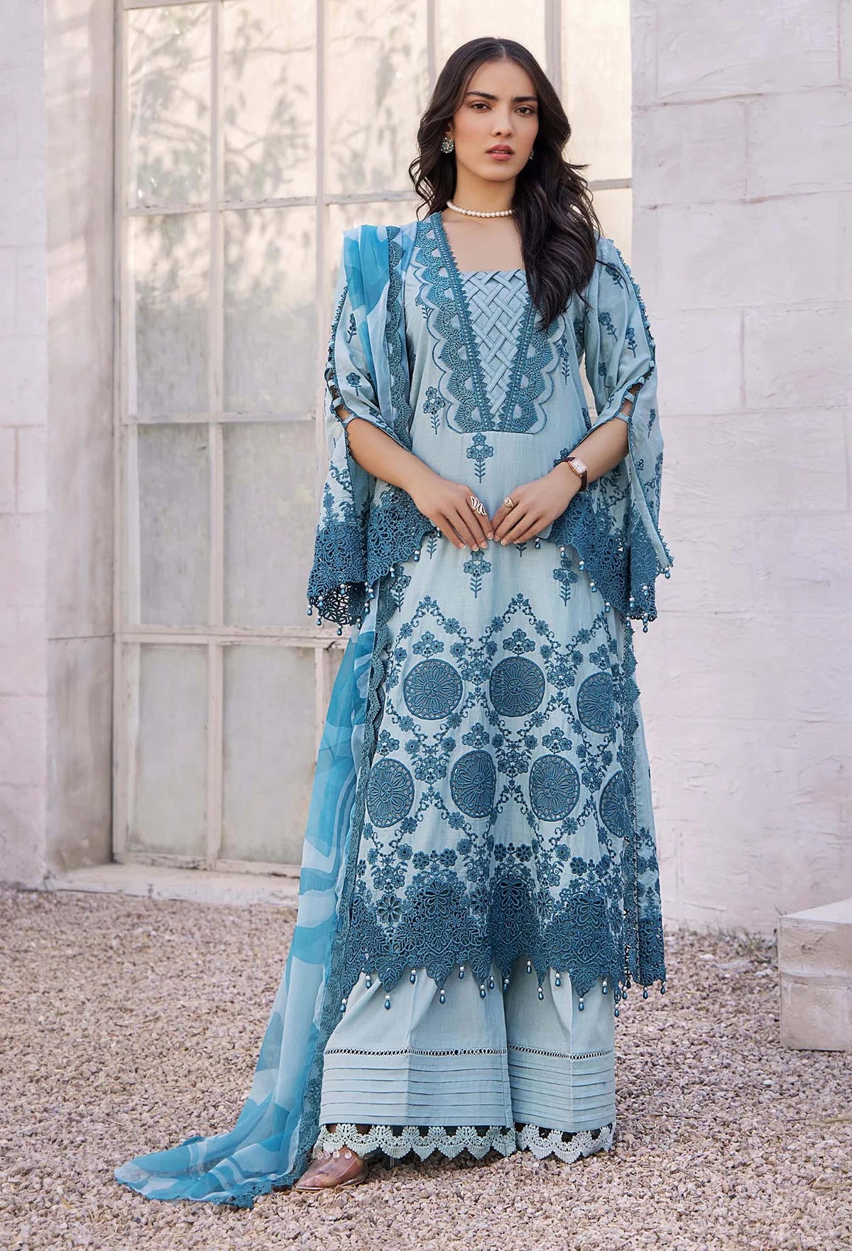Adan’s Libas Lasserkari unstitched lawn suits 2025 - 3901