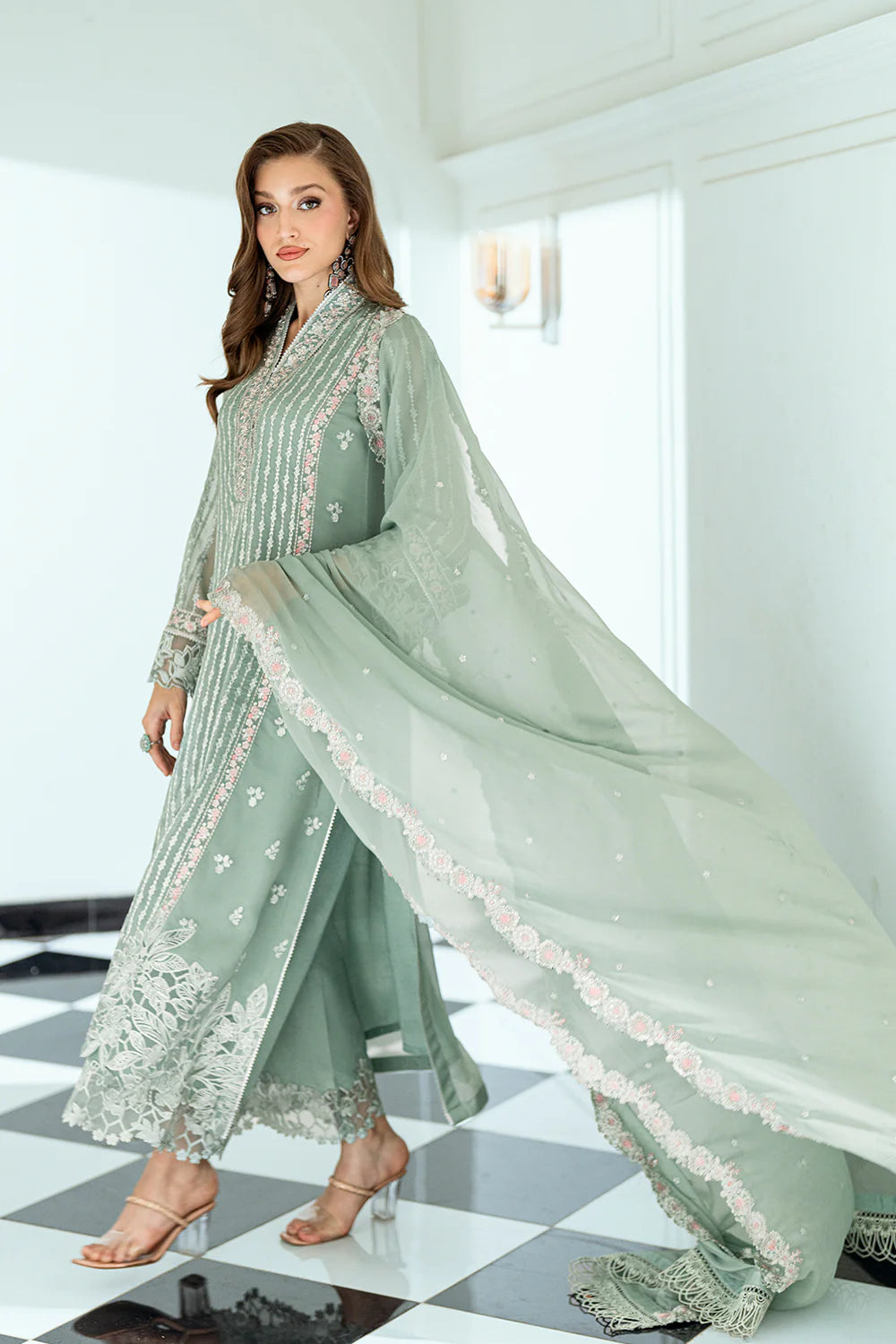 Azure Ensembles Eid Drop 2 luxury embroidered chiffon collection 2025- Mossy Charm