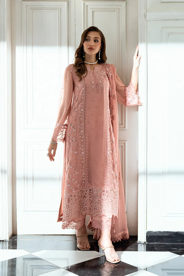 Azure Ensembles Eid Drop 2 luxury embroidered chiffon collection 2025- Faded blush