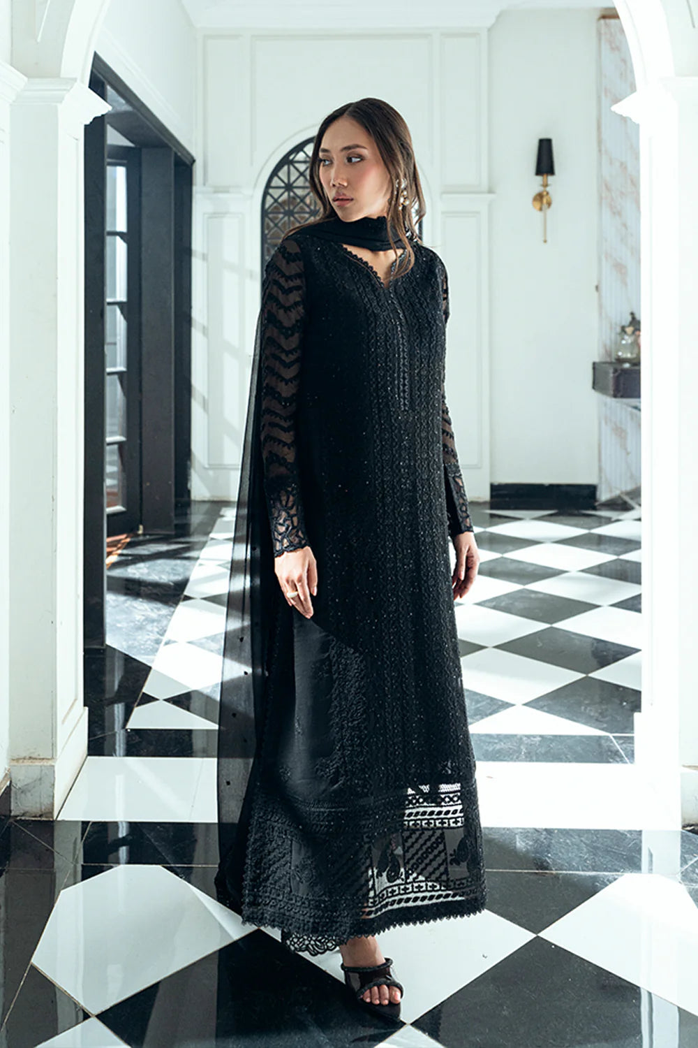 Azure Ensembles Eid Drop 2 luxury embroidered chiffon collection 2025- Raven Drape