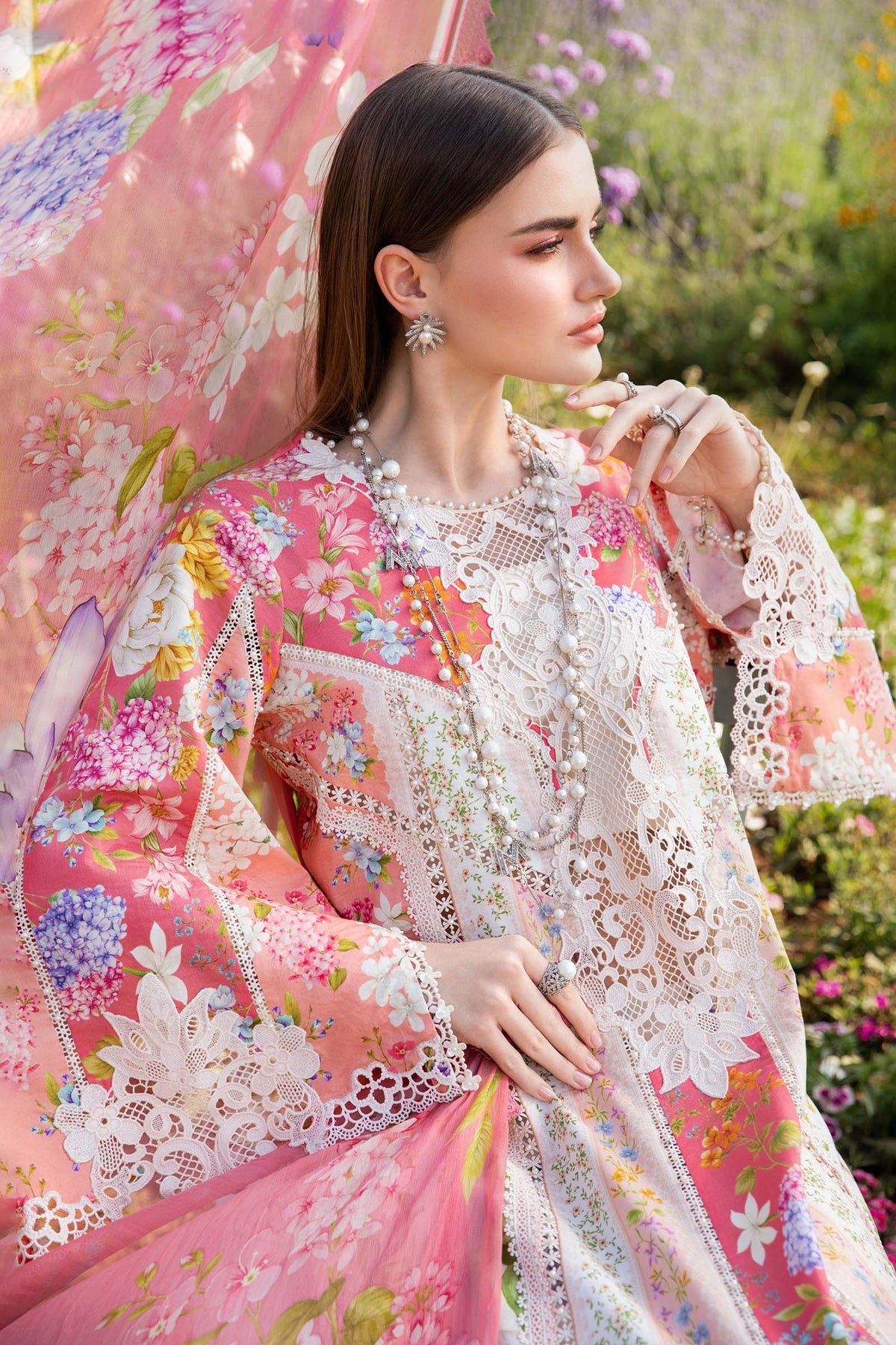 Maria B Mprints spring summer unstitched lawn suits 2025 | 9B