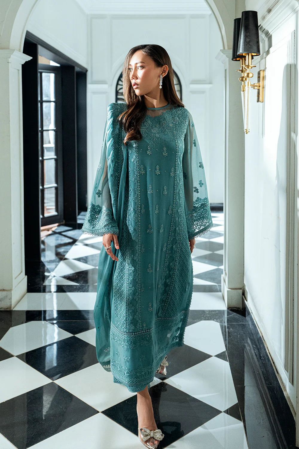 Azure Ensembles Eid Drop 2 luxury embroidered chiffon collection 2025- Sage Mystery