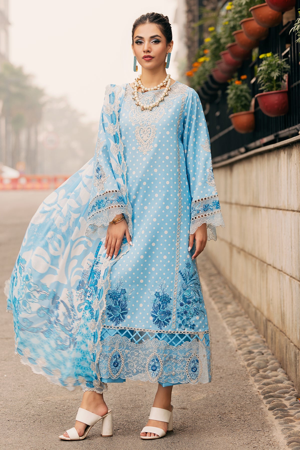 Charizma swissmiss embroidered Swiss voile unstitched lawn suits - CSM5-04