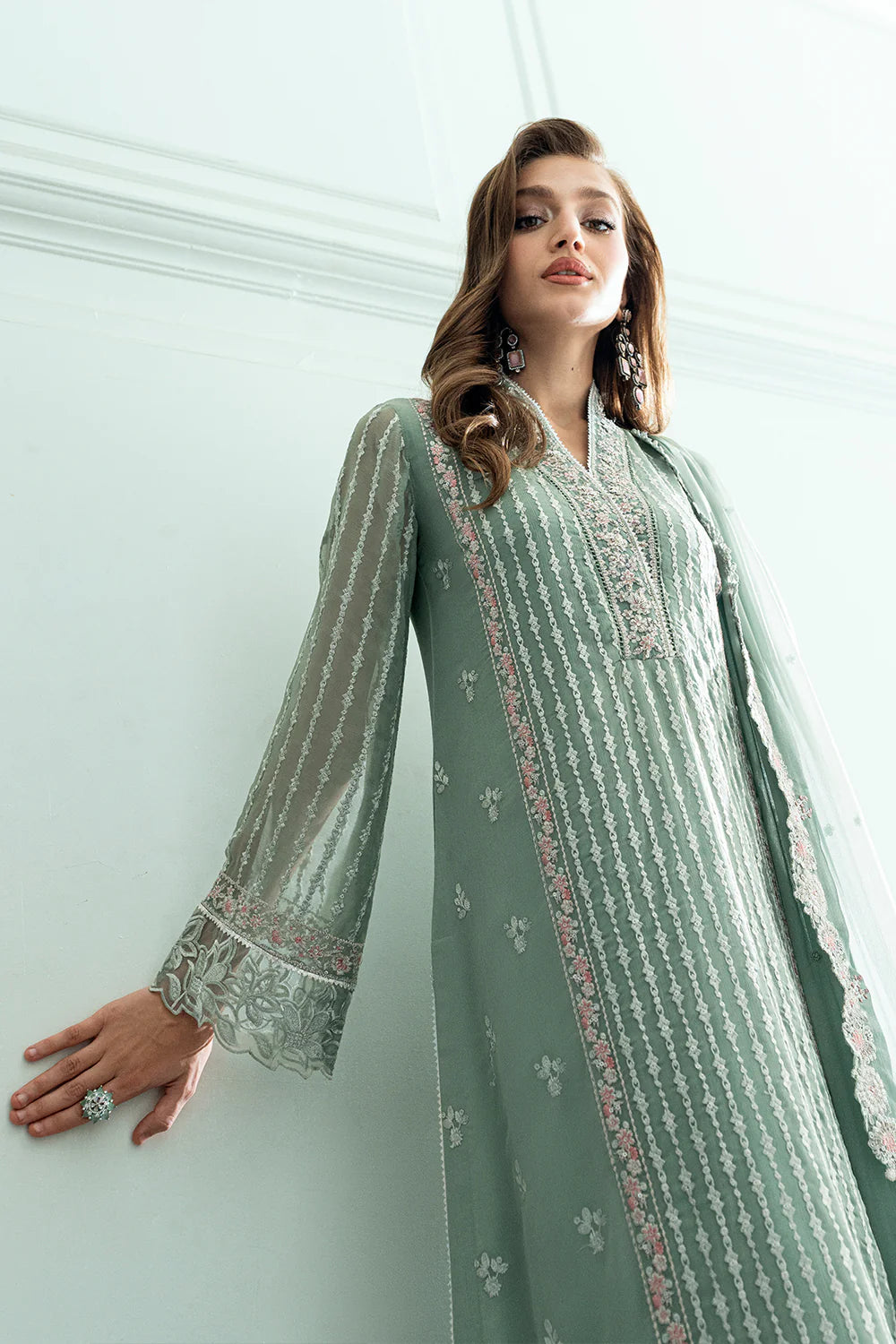 Azure Ensembles Eid Drop 2 luxury embroidered chiffon collection 2025- Mossy Charm