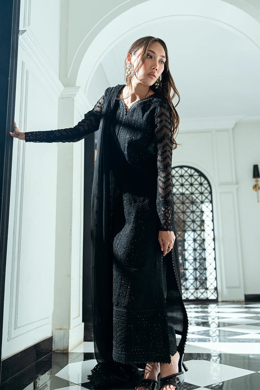 Azure Ensembles Eid Drop 2 luxury embroidered chiffon collection 2025- Raven Drape