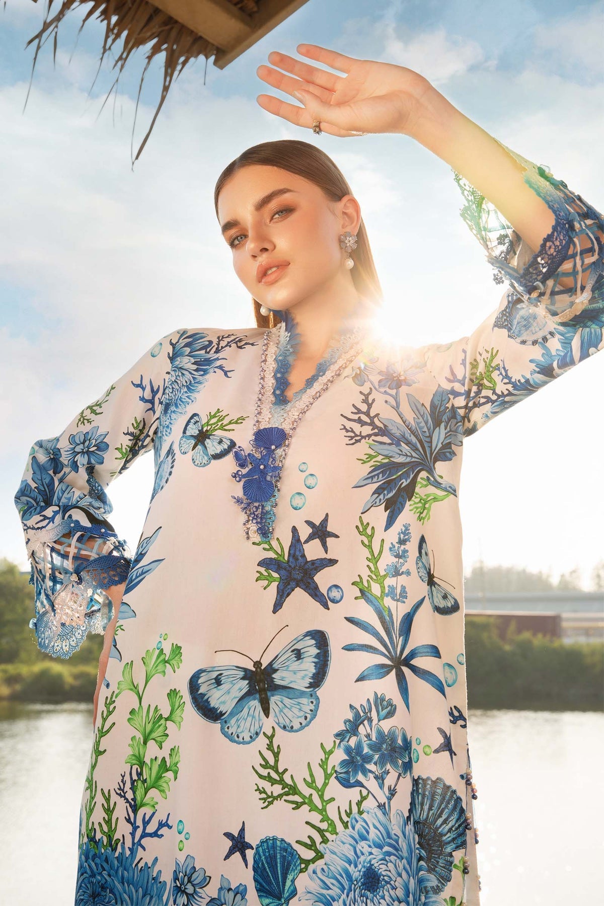 Maria B MPrints Embroidered Lawn Unstitched 3 Piece Suit - 7B - MAB26MP - Red - Spring Summer Collection