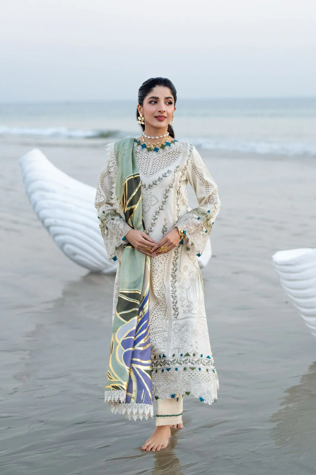 Saagar by aabyaan luxury festive unstitched lawn suits 2025 |Arsin - AS-04