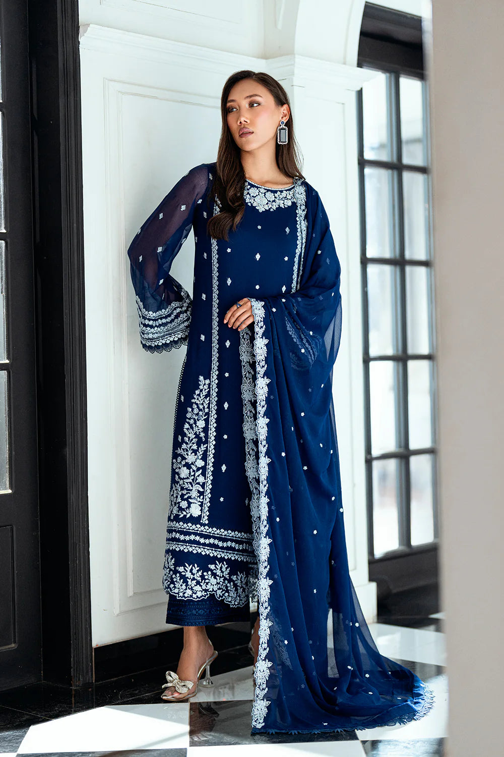 Azure Ensembles Eid Drop 2 luxury embroidered chiffon collection 2025 - Moon Light