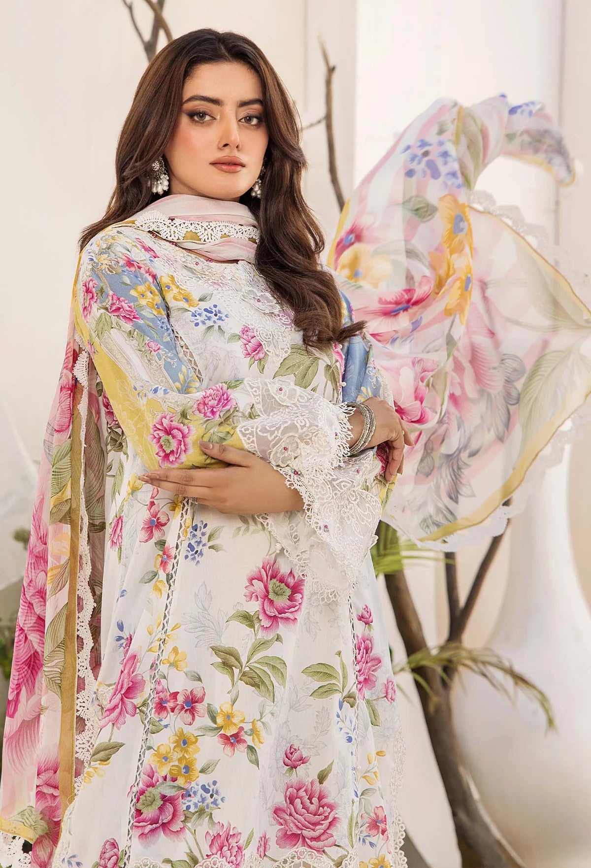 Adan libas prints unstitched lawn suits 2025 - 1107