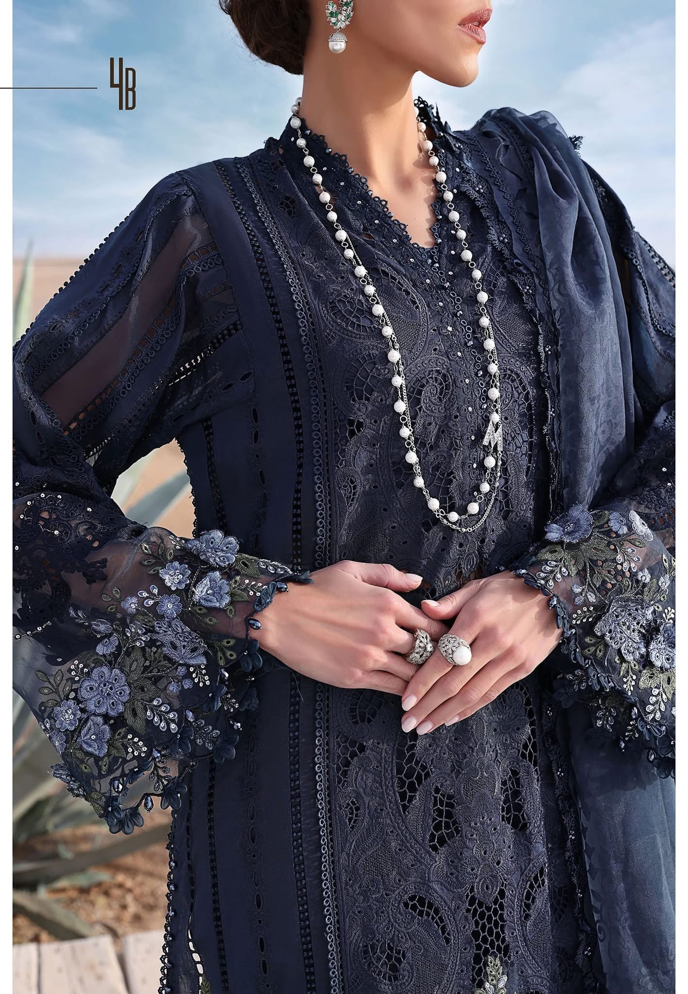Maria B luxury lawn suits 2025 - 4B