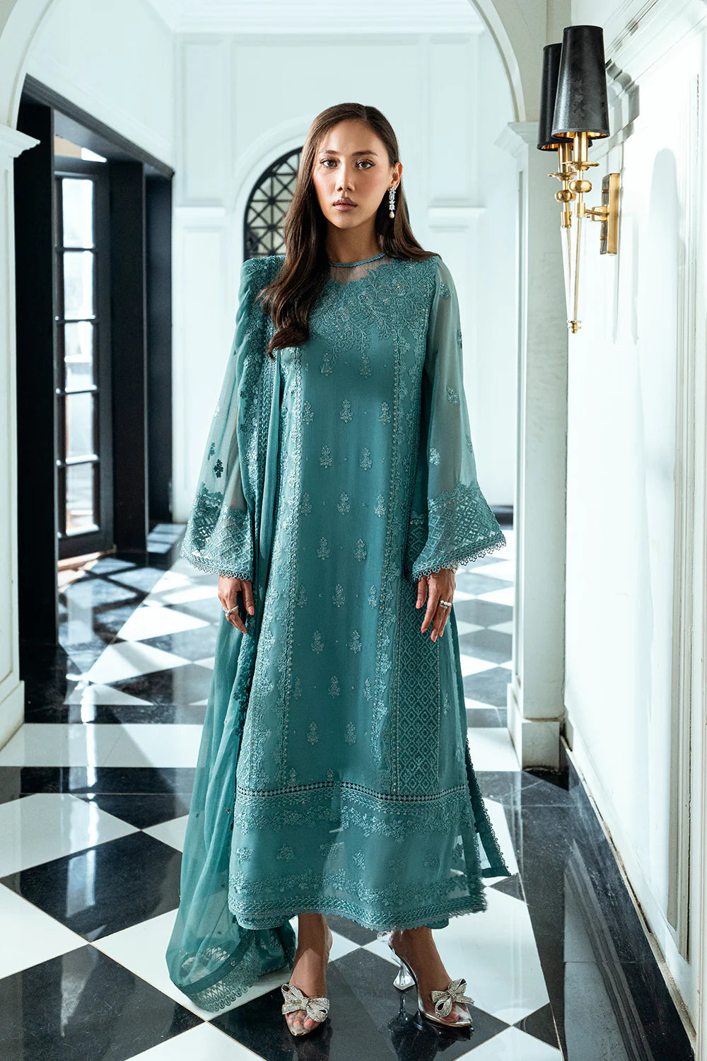 Azure Ensembles Eid Drop 2 luxury embroidered chiffon collection 2025- Sage Mystery