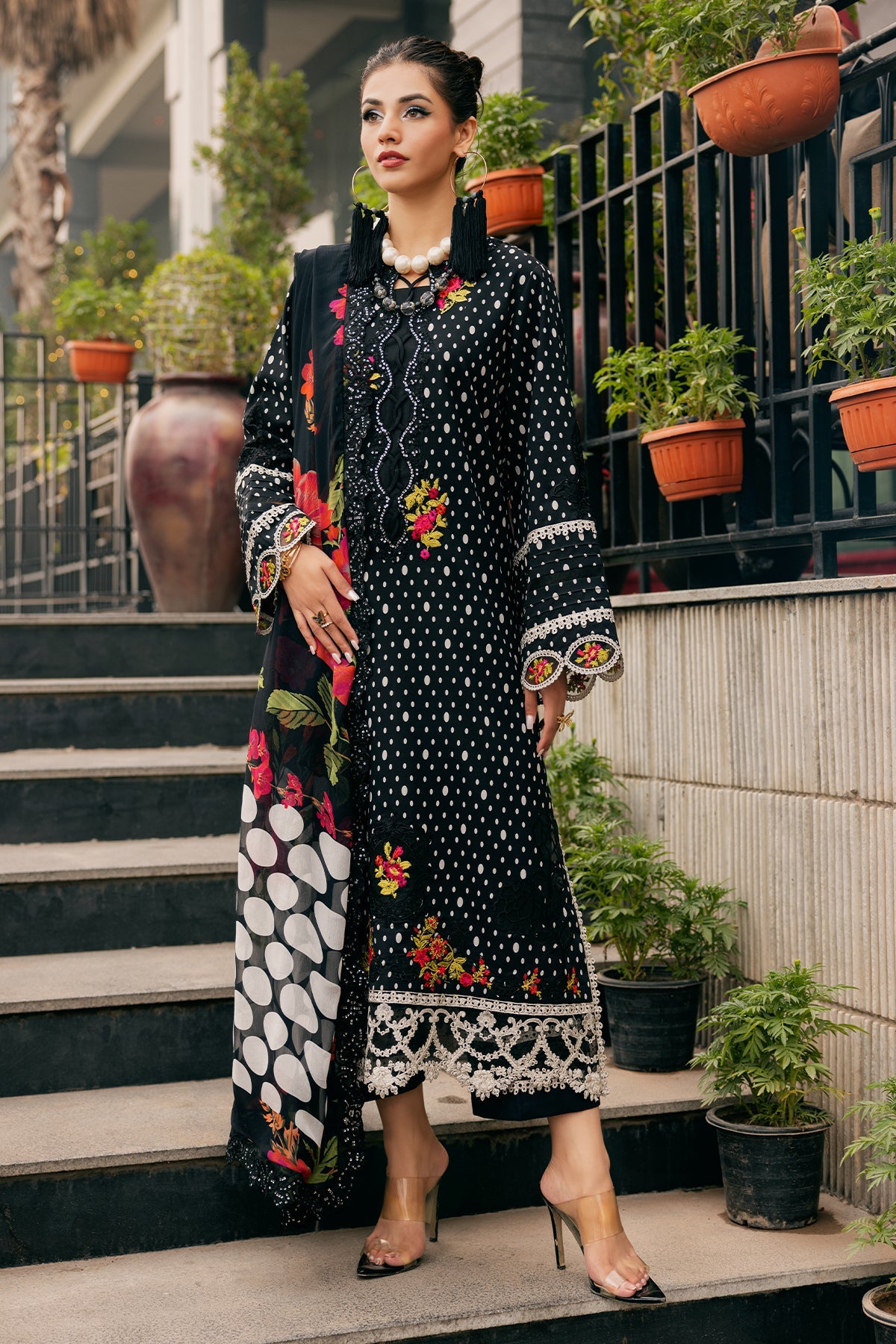 Charizma swissmiss embroidered Swiss voile unstitched lawn suits - CSM5-01