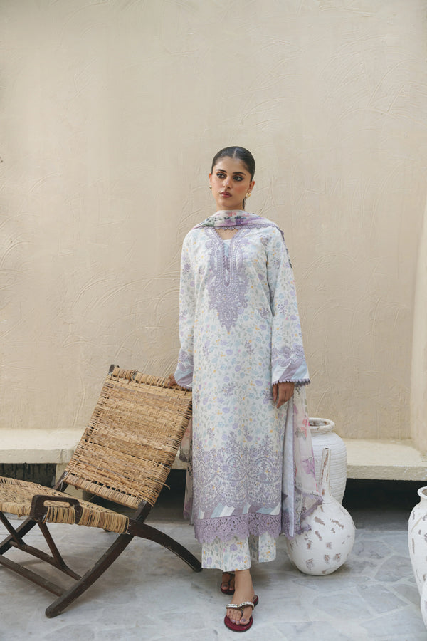 Shezlin chikankari unstitched lawn suits 2025 - Lina(Af-02)