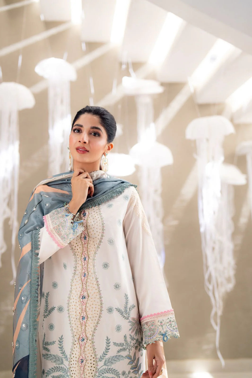 Saagar by aabyaan luxury festive unstitched lawn suits 2025 |Zaira - AS-09