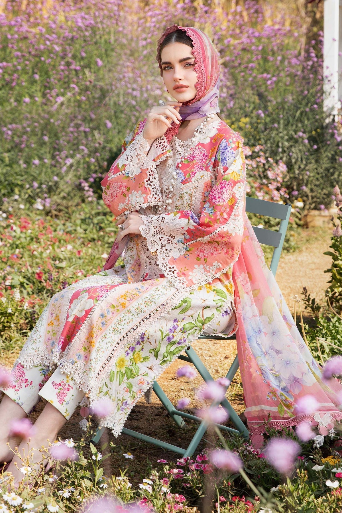 Maria B Mprints spring summer unstitched lawn suits 2025 | 9B