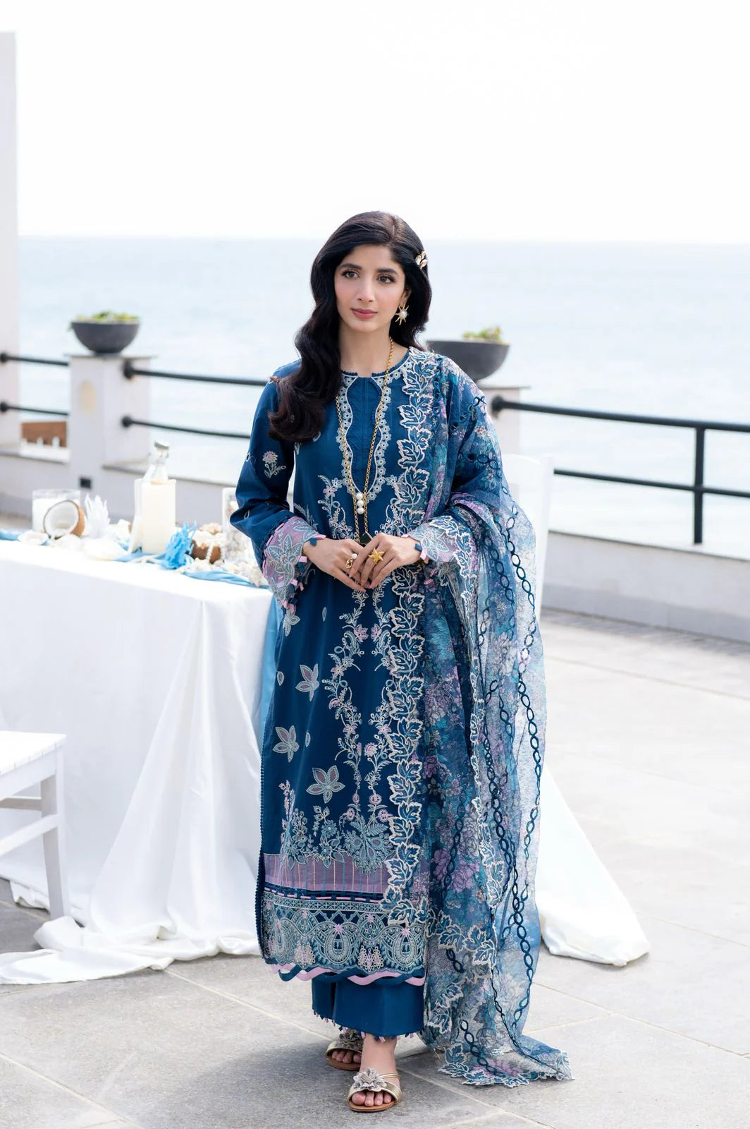 Saagar by aabyaan luxury festive unstitched lawn suits 2025 |Azura - AS-03