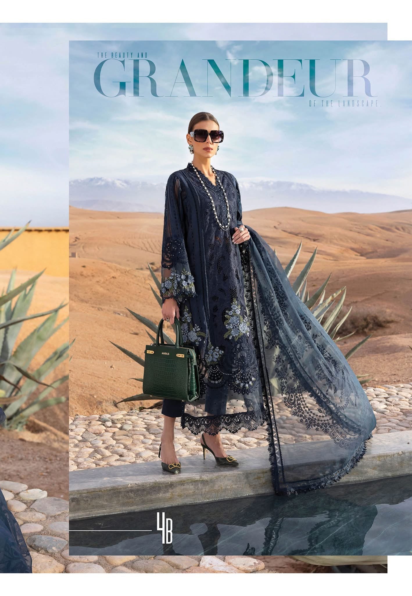 Maria B luxury lawn suits 2025 - 4B