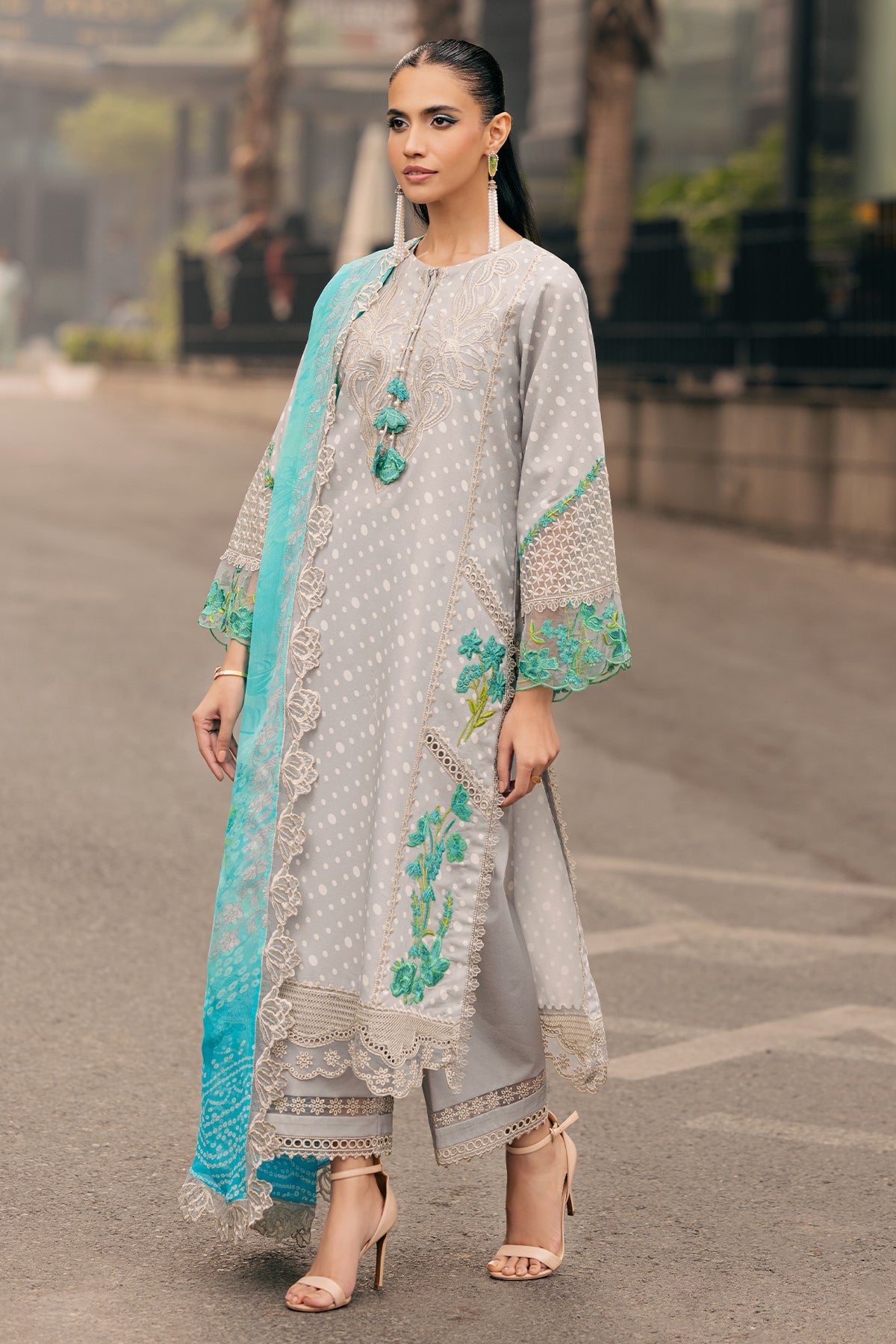 Charizma swissmiss embroidered Swiss voile unstitched lawn suits - CSM5-06