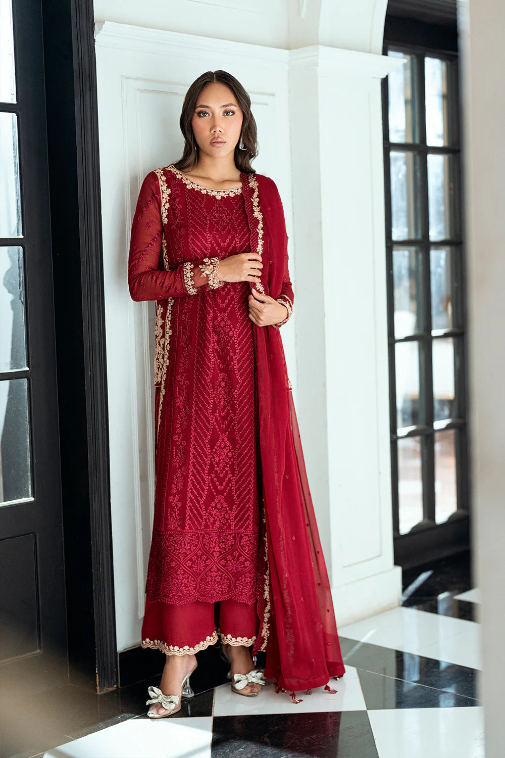 Azure Ensembles Eid Drop 2 luxury embroidered chiffon collection 2025- Rouge