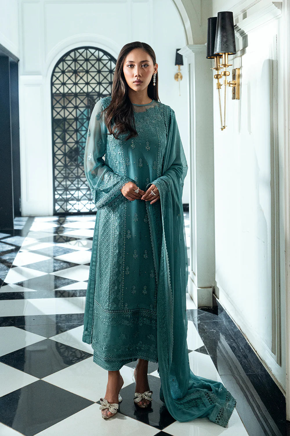 Azure Ensembles Eid Drop 2 luxury embroidered chiffon collection 2025- Sage Mystery