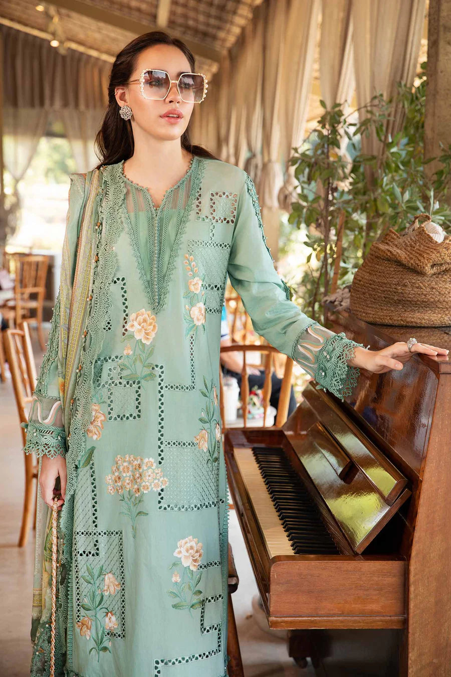 Maria B Mprints spring summer unstitched lawn suits 2025 | 1B