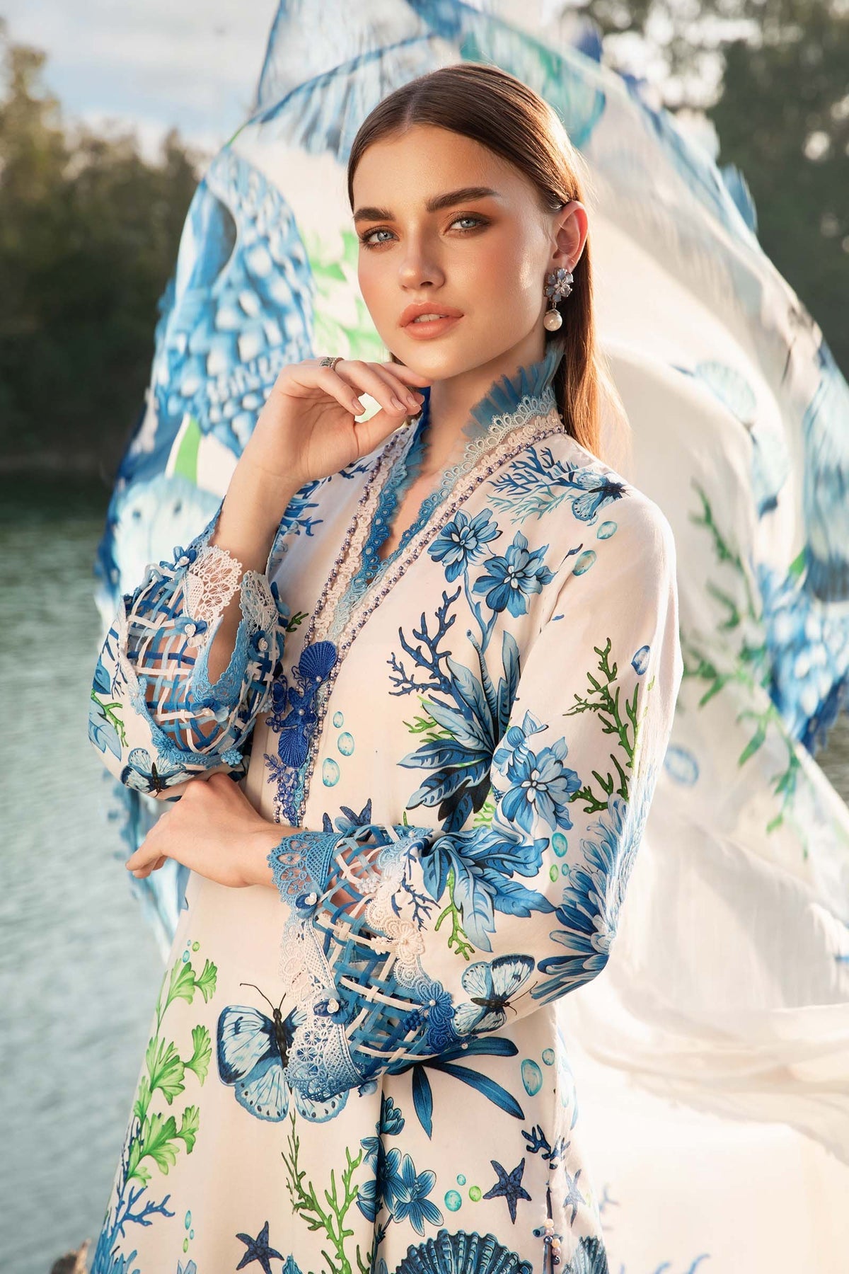 Maria B Mprints spring summer unstitched lawn suits 2025 | 10B