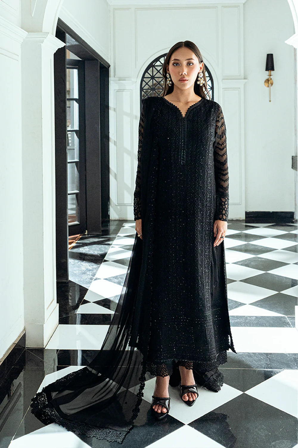 Azure Ensembles Eid Drop 2 luxury embroidered chiffon collection 2025- Raven Drape