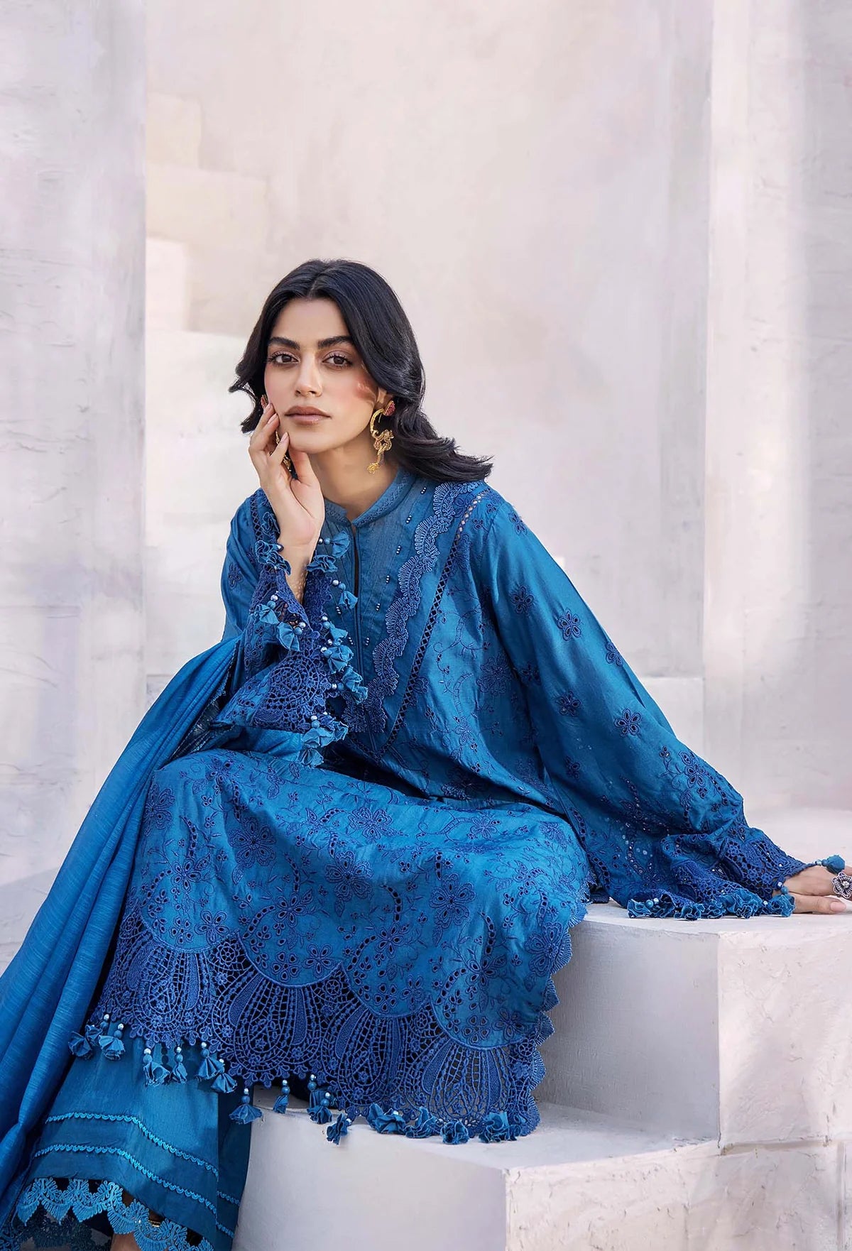 Adan’s Libas Lasserkari unstitched lawn suits 2025 - 3903