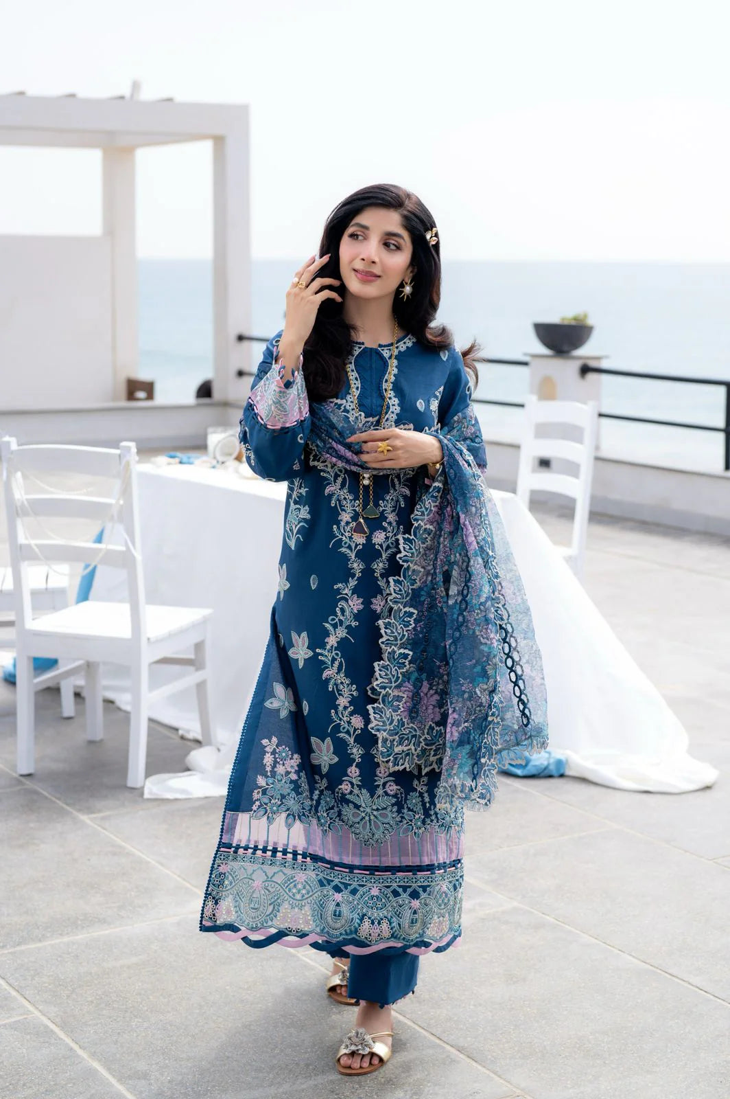 Saagar by aabyaan luxury festive unstitched lawn suits 2025 |Azura - AS-03