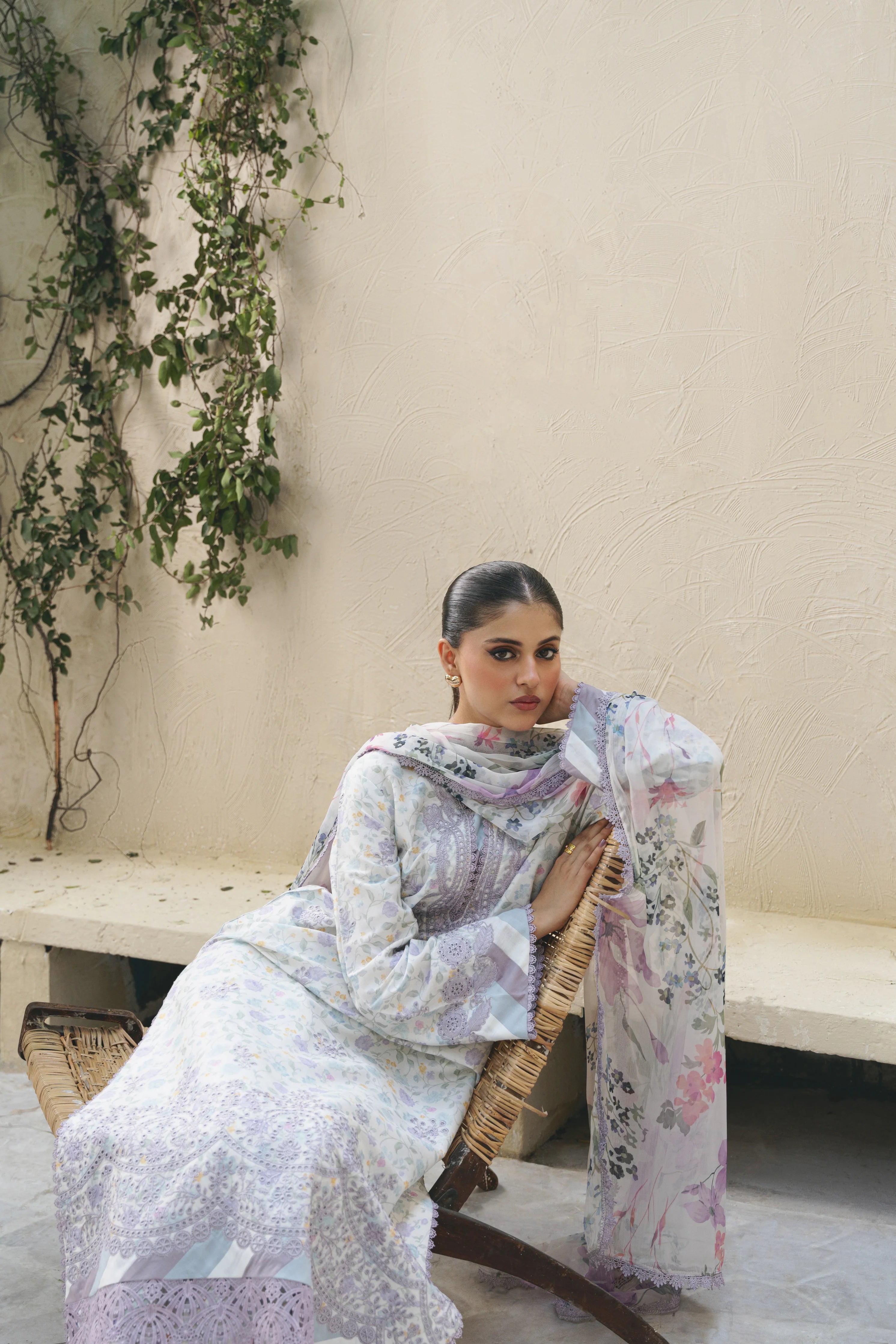 Shezlin chikankari unstitched lawn suits 2025 - Lina(Af-02)