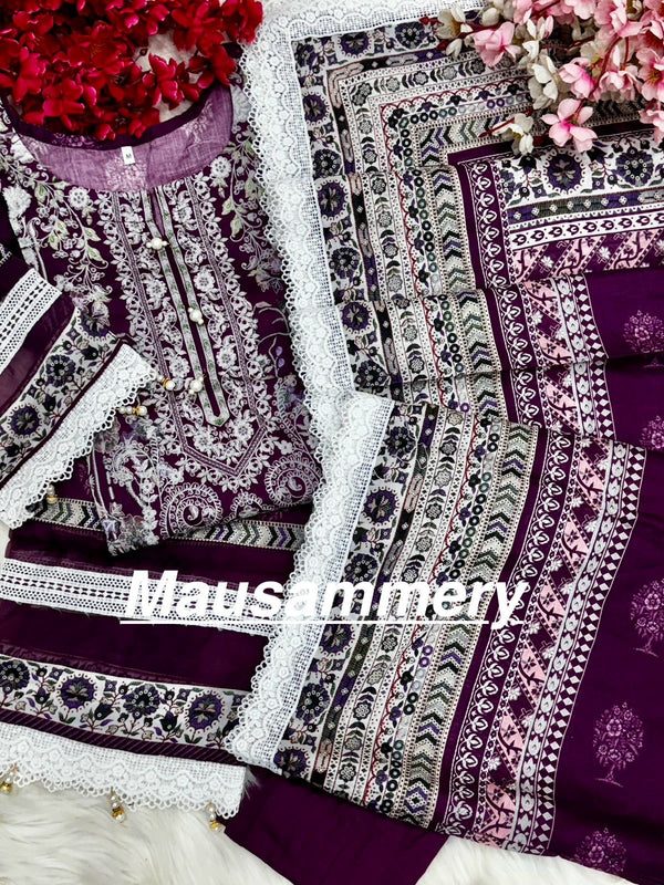 Mausummery stitched lawn suits Vol - 4 - Amethyst