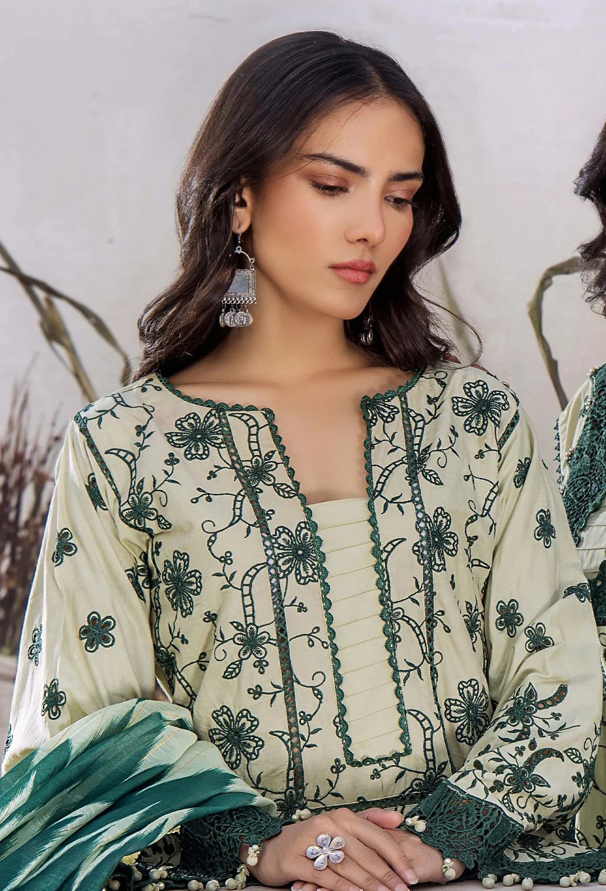 Adan’s Libas Lasserkari unstitched lawn suits 2025 - 3905