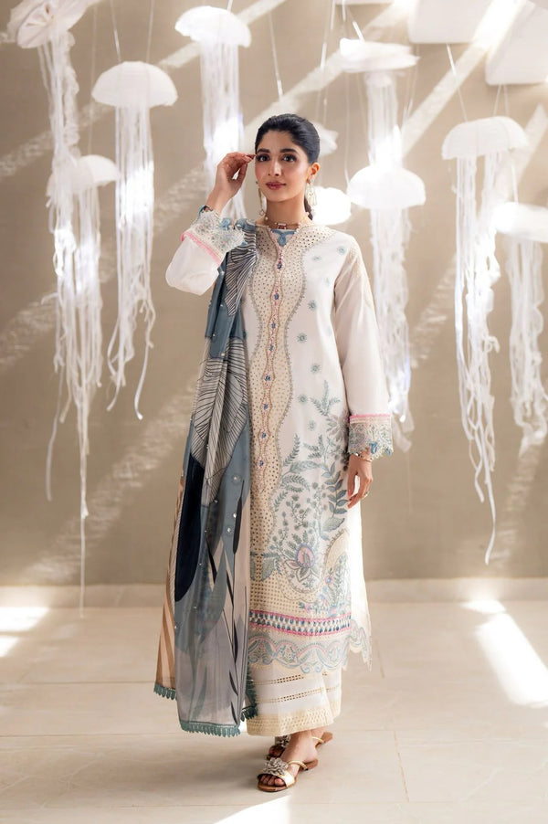 Saagar by aabyaan luxury festive unstitched lawn suits 2025 |Zaira - AS-09