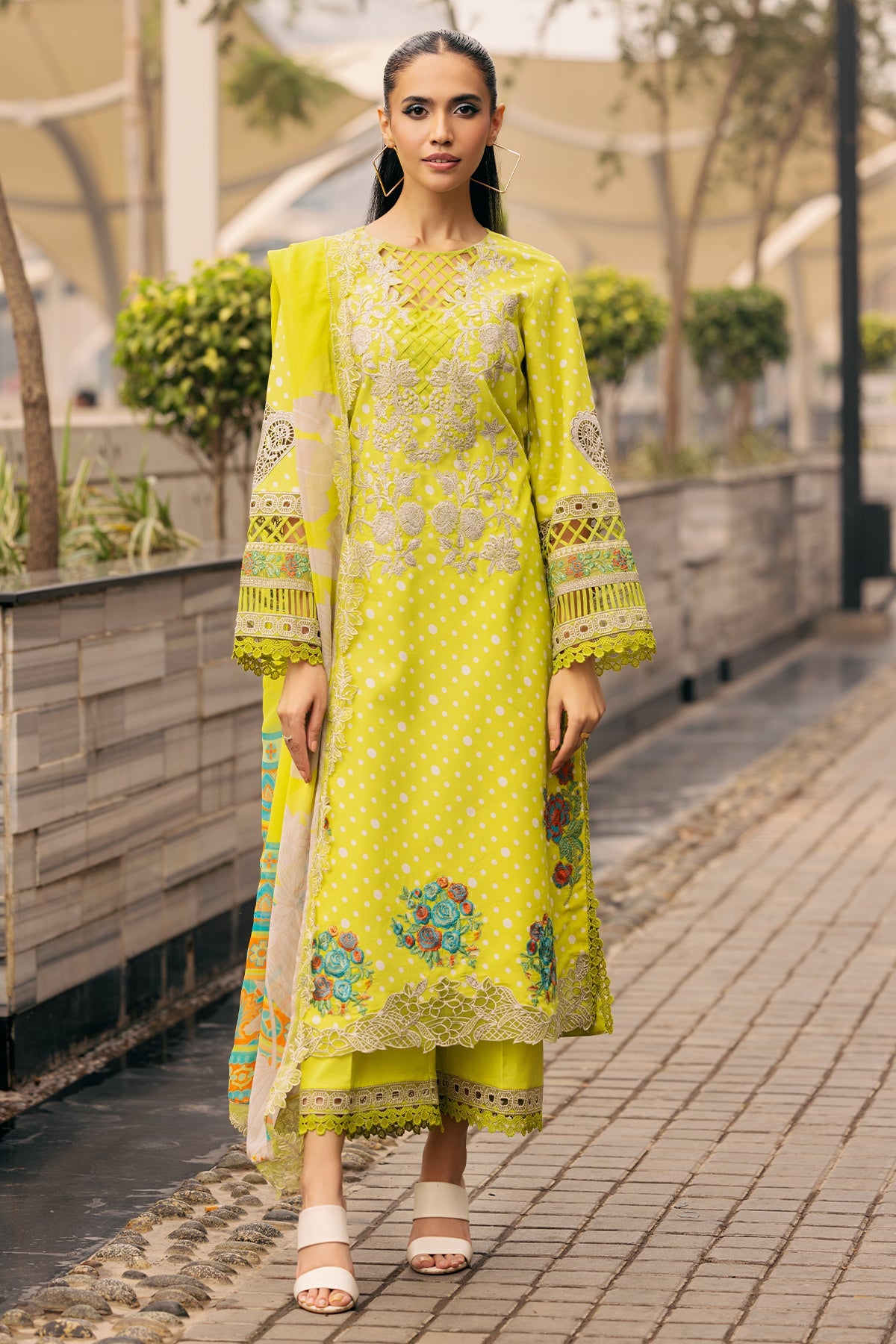 Charizma swissmiss embroidered Swiss voile unstitched lawn suits - CSM5-05