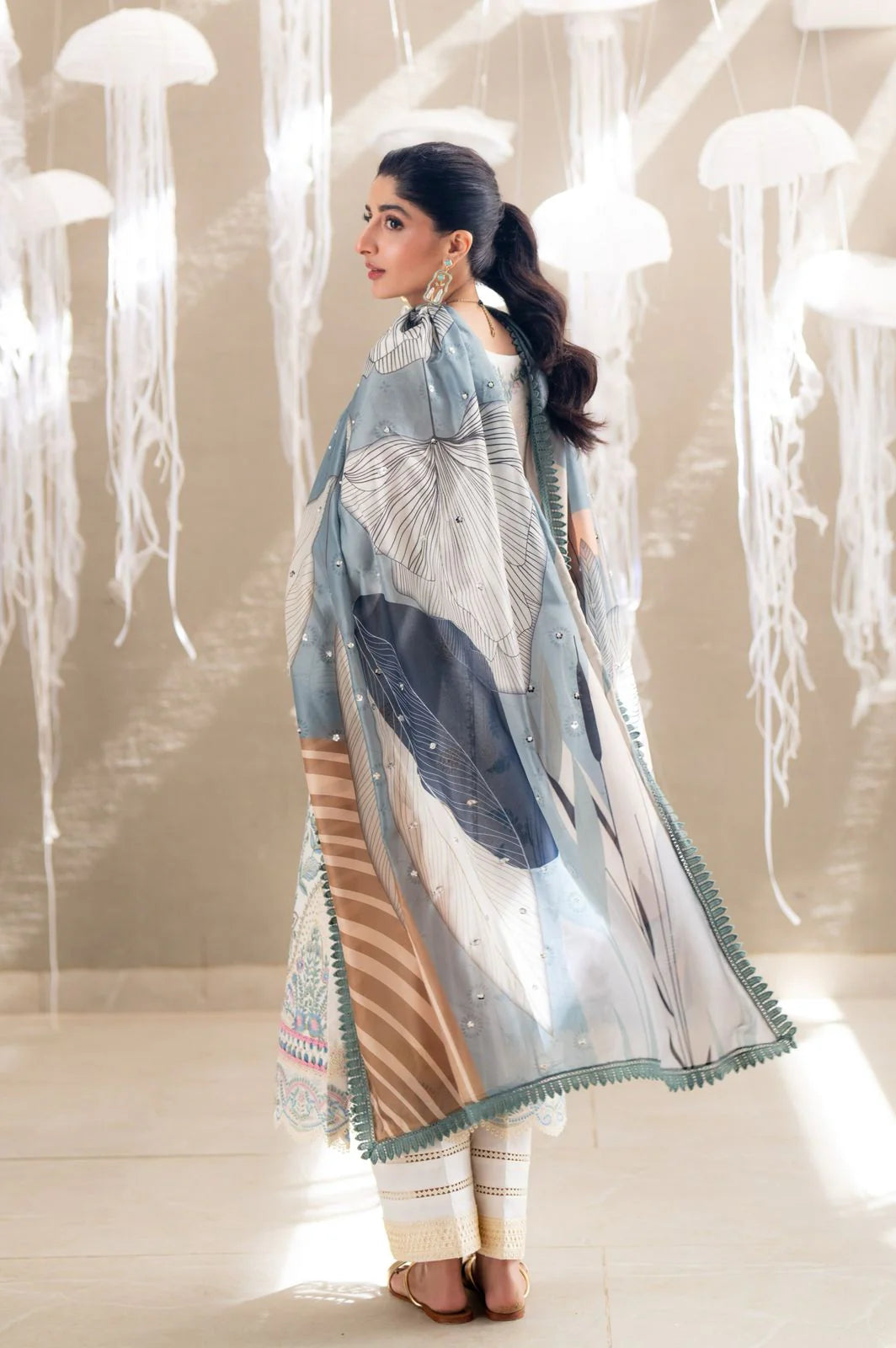 Saagar by aabyaan luxury festive unstitched lawn suits 2025 |Zaira - AS-09