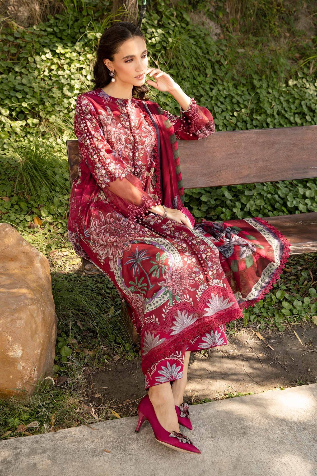 Maria B Mprints spring summer unstitched lawn suits 2025 | 14B