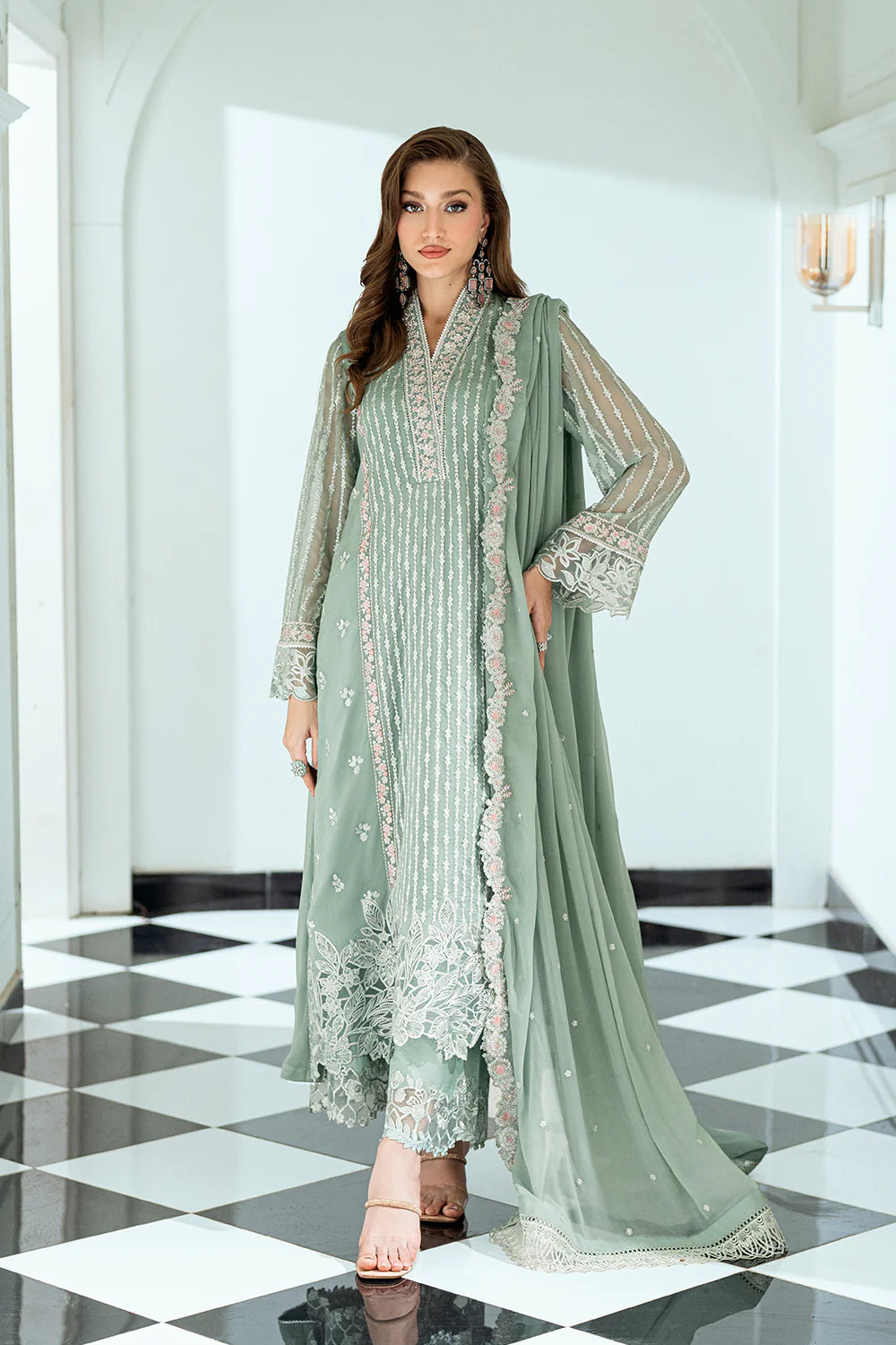 Azure Ensembles Eid Drop 2 luxury embroidered chiffon collection 2025- Mossy Charm