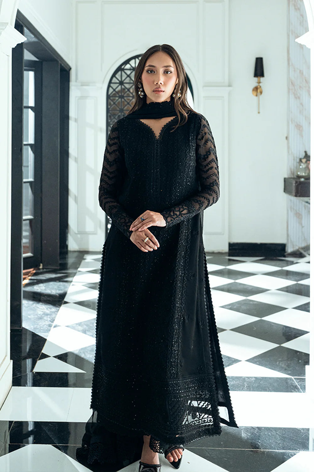 Azure Ensembles Eid Drop 2 luxury embroidered chiffon collection 2025- Raven Drape