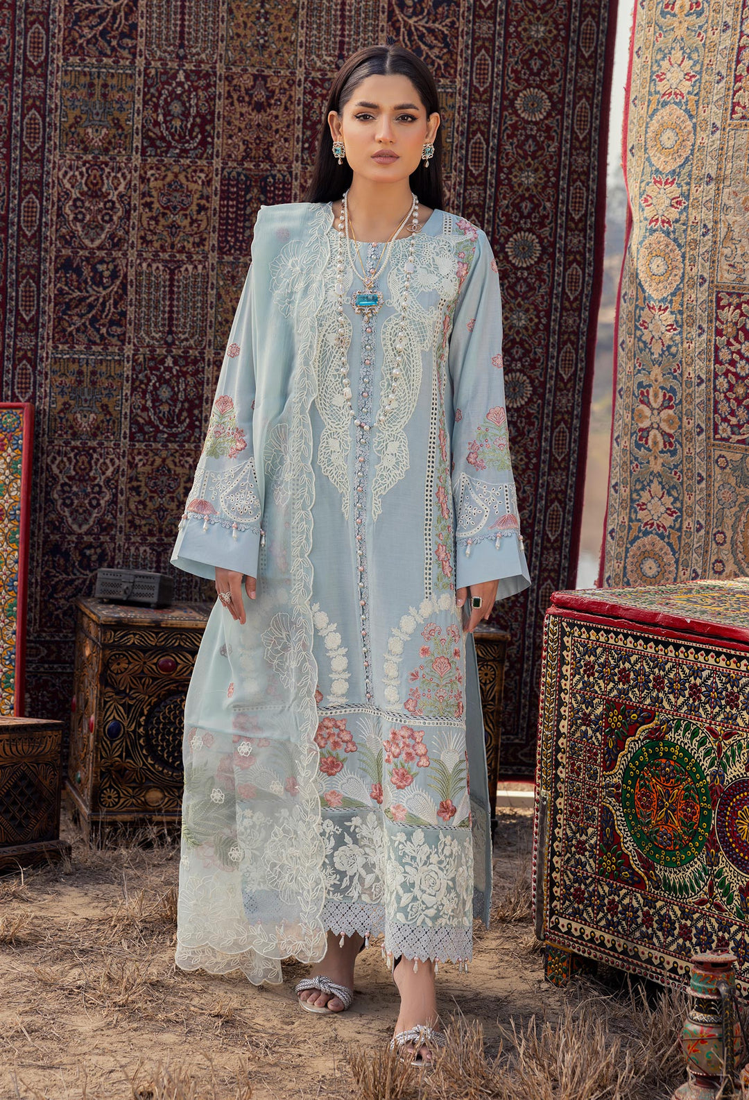Adan’s Libas Traditional Attire Embroidered lawn collection 2025 - D-10