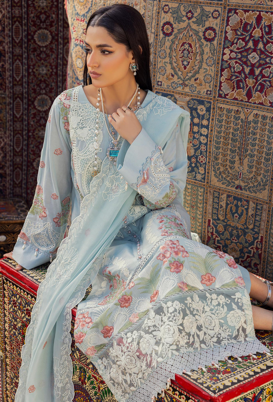 Adan’s Libas Traditional Attire Embroidered lawn collection 2025 - D-10