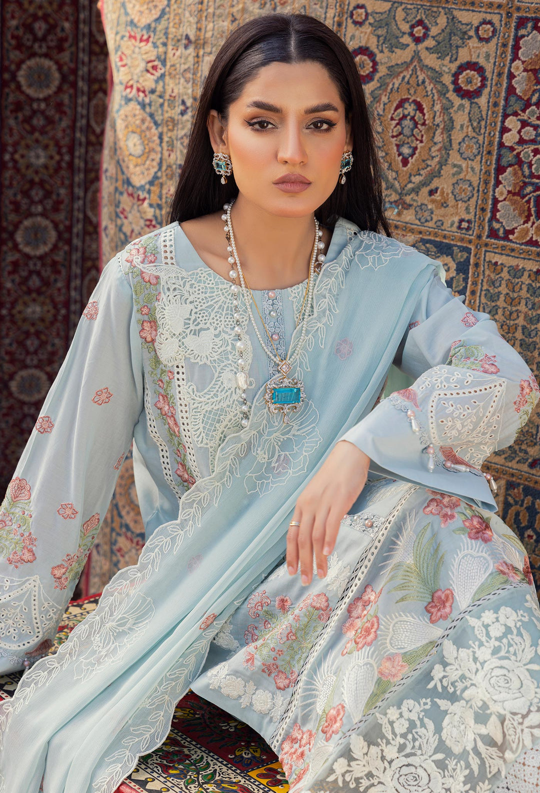 Adan’s Libas Traditional Attire Embroidered lawn collection 2025 - D-10
