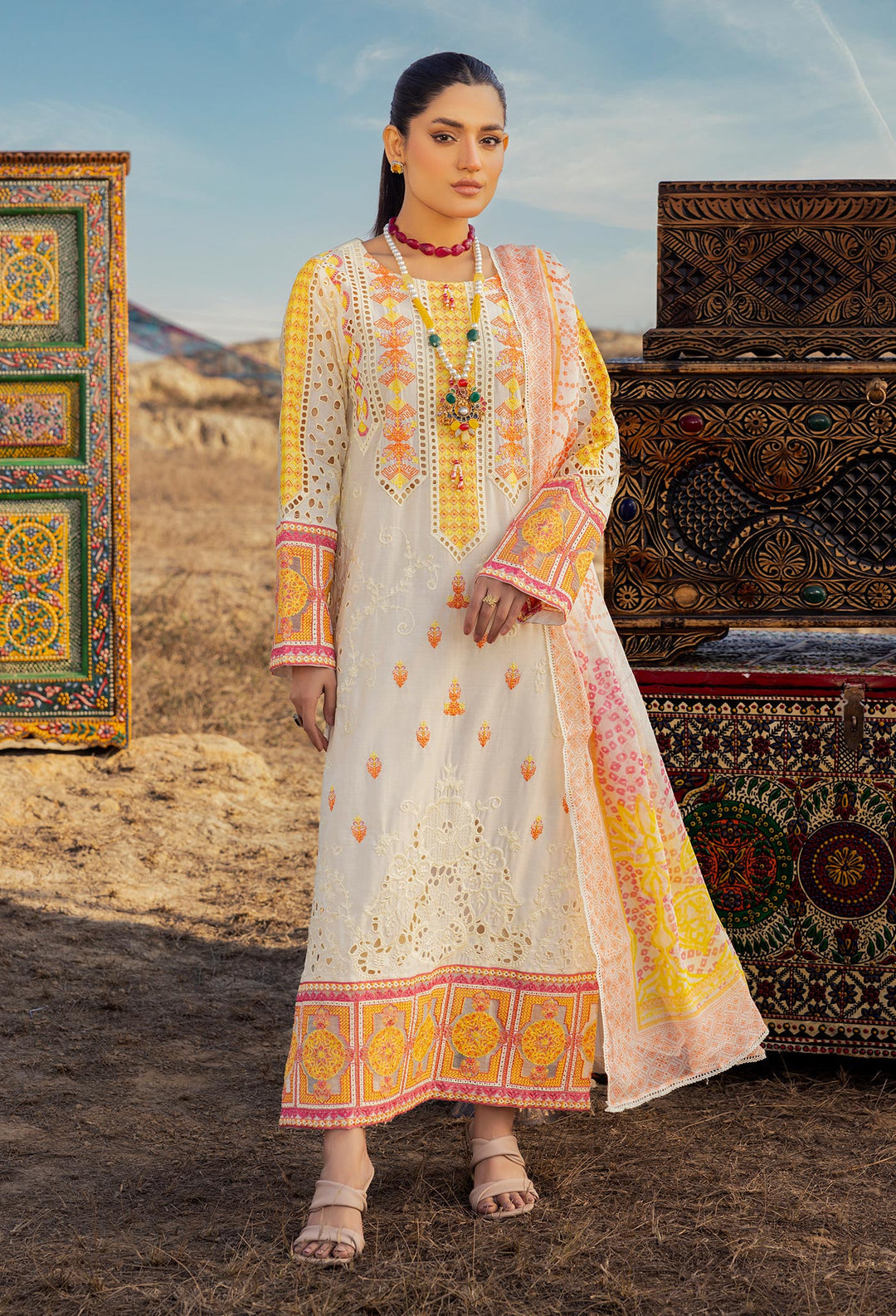 Adan’s Libas Traditional Attire Embroidered lawn collection 2025 - D-09