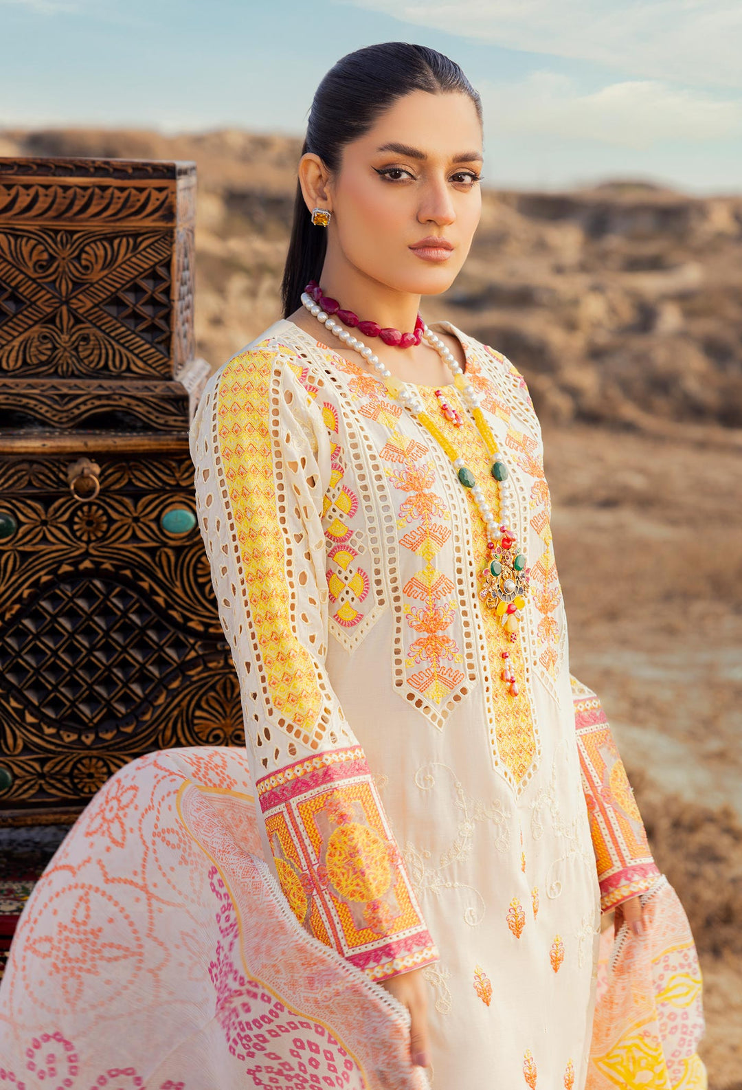Adan’s Libas Traditional Attire Embroidered lawn collection 2025 - D-09