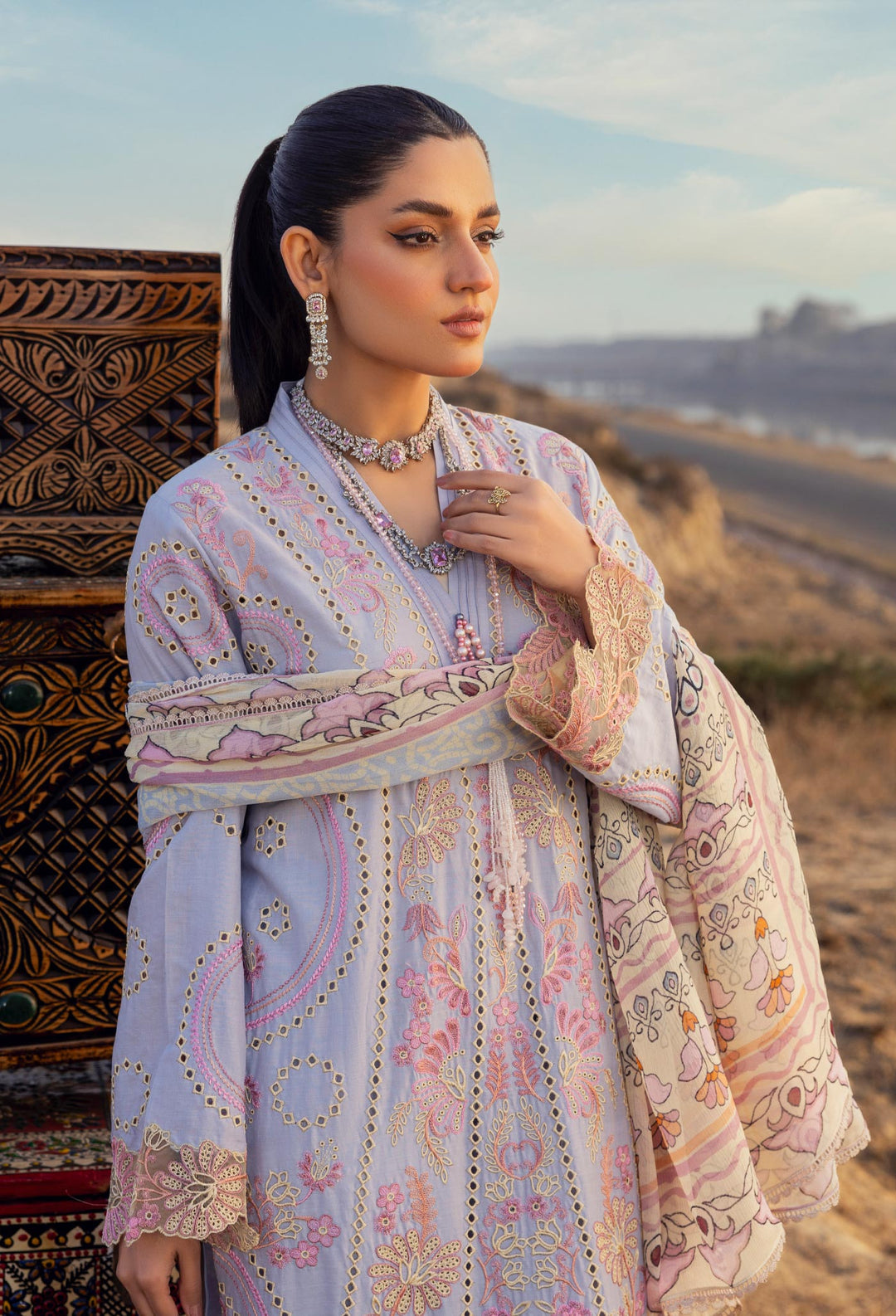 Adan’s Libas Traditional Attire Embroidered lawn collection 2025 - D-06