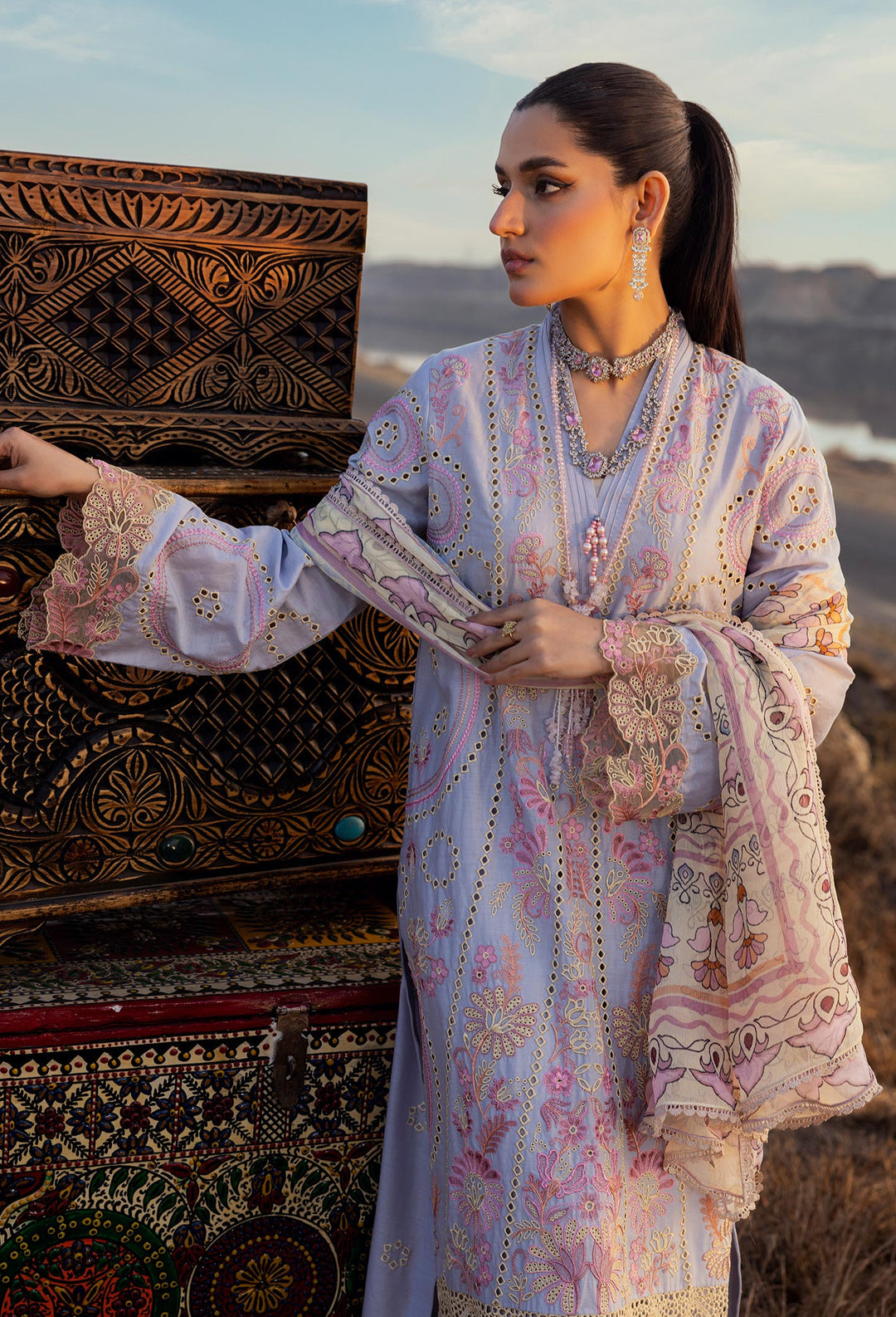 Adan’s Libas Traditional Attire Embroidered lawn collection 2025 - D-06