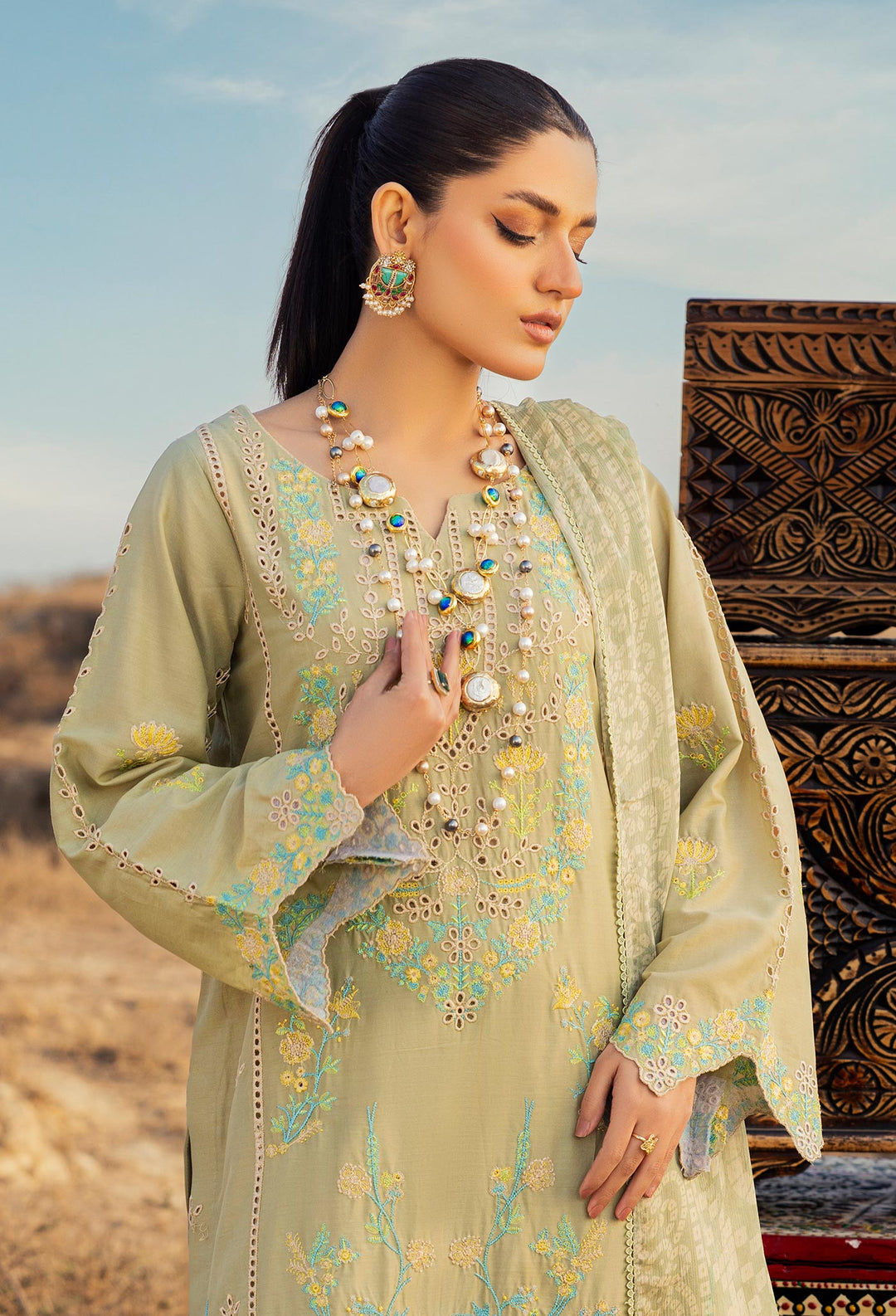 Adan’s Libas Traditional Attire Embroidered lawn collection 2025 - D-05